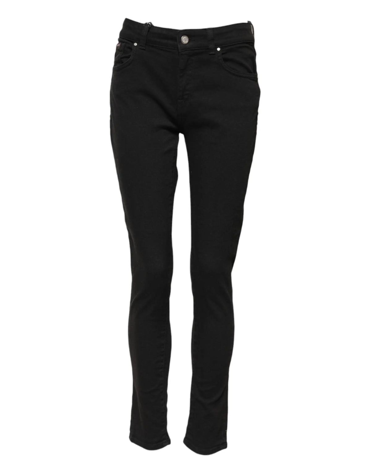 Jean slim noir en coton dolce & gabbana avec cinq poches classiques et détails en métal argenté