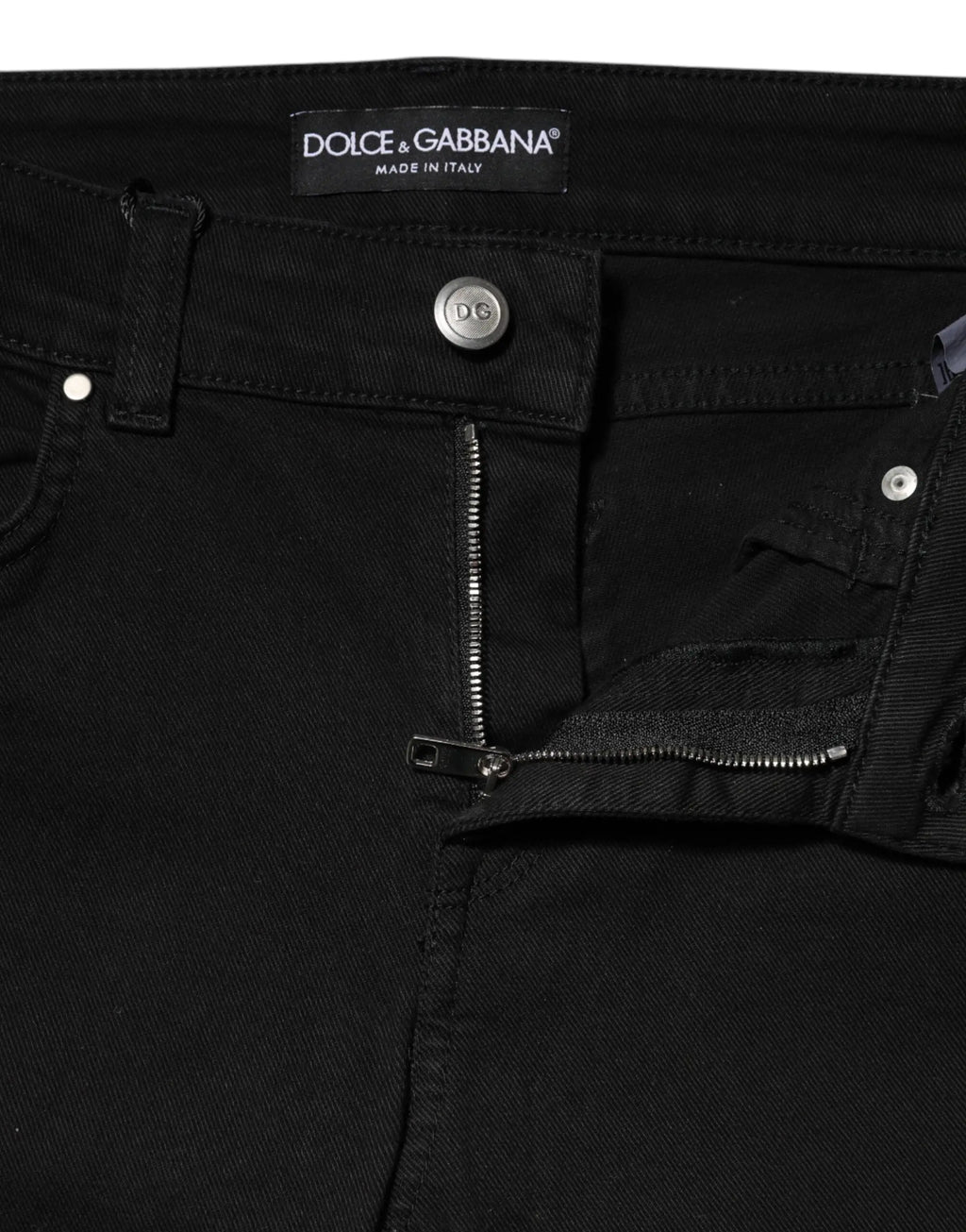 Jeans skinny en denim de coton noir dolce gabbana avec coupe ajustée et détails subtils de déchirure