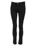 Dolce & Gabbana jean noir en coton skinny à taille mi-haute avec cinq poches classiques et ferrures argentées
