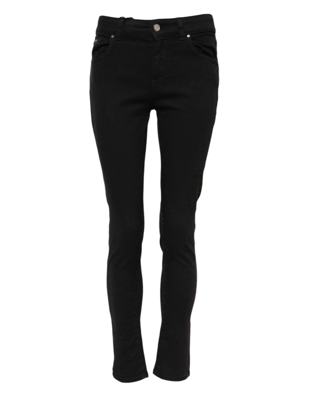 Jean slim noir en coton dolce & gabbana avec cinq poches classique et détails argentés