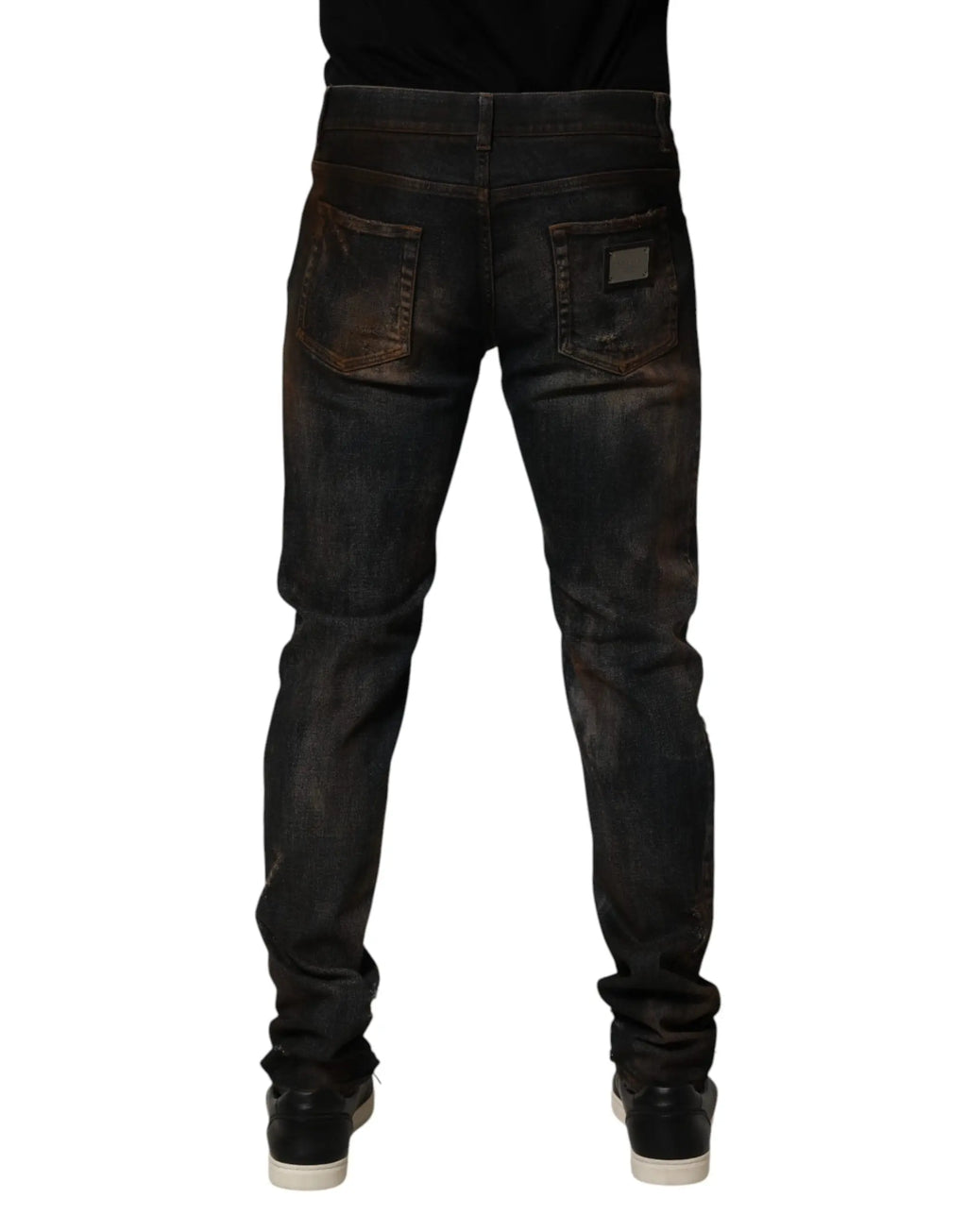 Jeans skinny en coton noir dolce & gabbana pour homme avec denim foncé délavé et aspect usé subtil