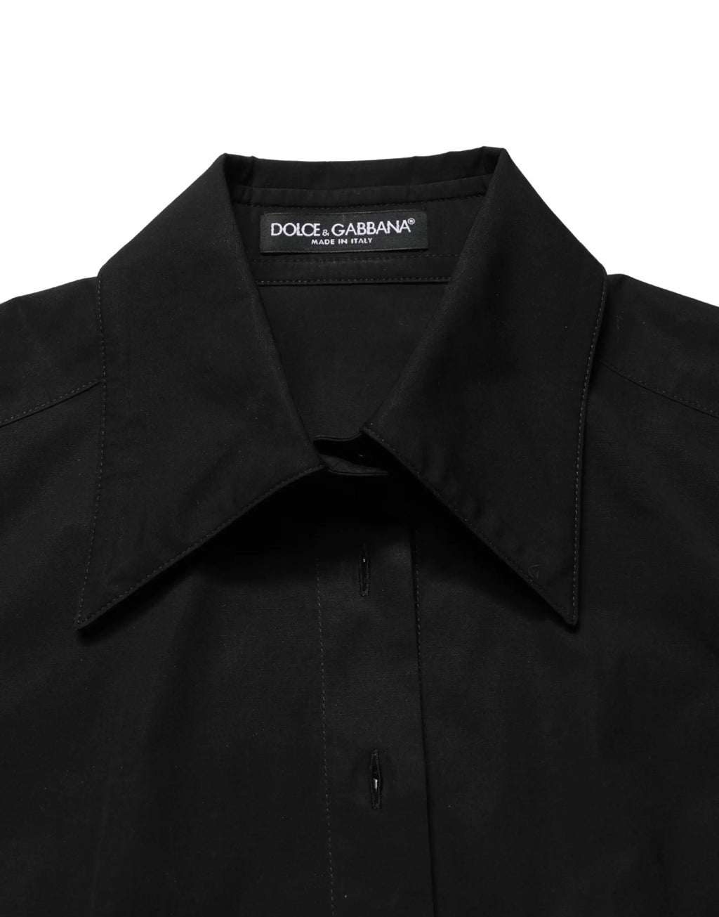 Chemise noire dolce & gabbana en coton sans manches avec col net et détails de couture subtils