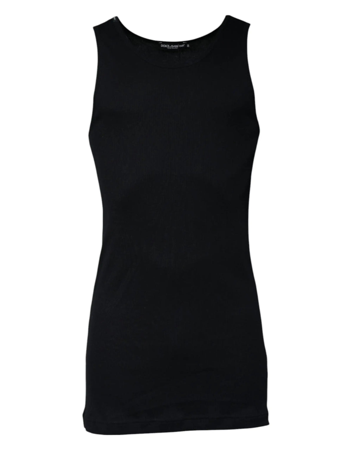 Dolce & Gabbana débardeur noir en coton avec col rond et coupe ajustée sans manches