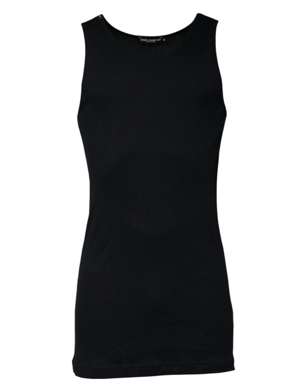 Dolce & Gabbana débardeur noir en coton sans manches avec col rond et coupe ajustée