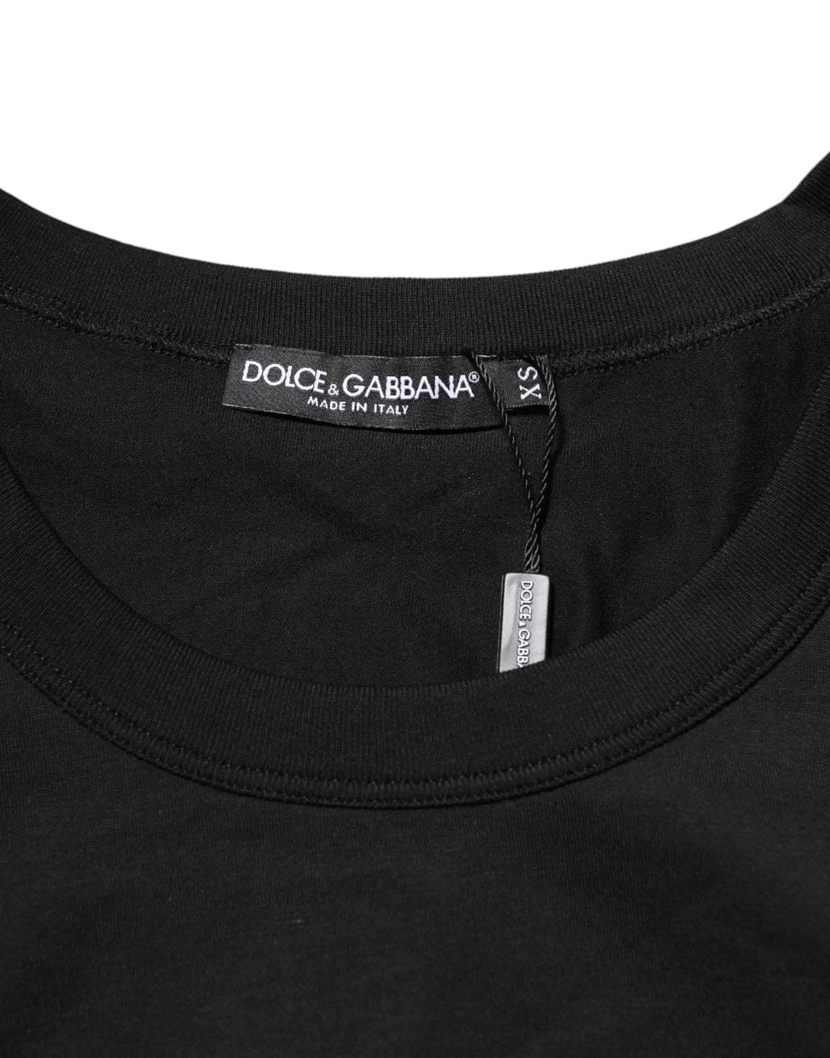 Dolce & gabbana black cotton sleeveless men’s tank top with classic crew neck and made in italy label