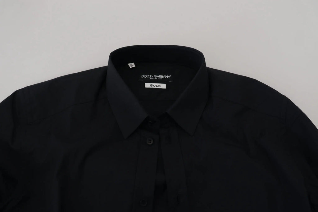 Chemise homme dolce gabbana noire en coton slim fit à col classique et boutonnage devant pour tenue formelle