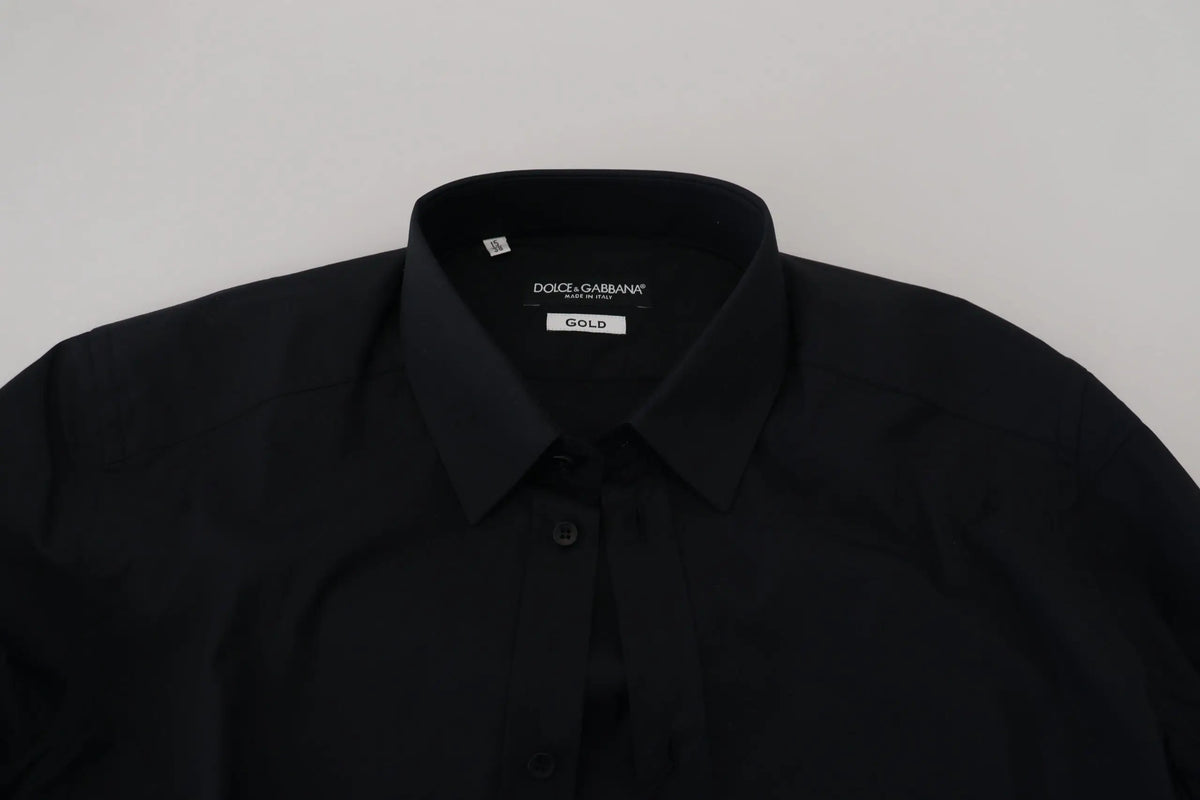 Chemise homme dolce gabbana noire en coton slim fit à col classique et boutonnage devant pour tenue formelle