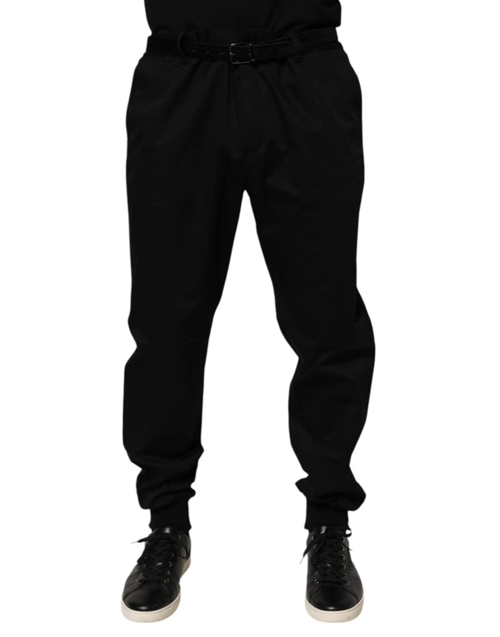 Pantalon jogger noir dolce gabbana en coton stretch avec coupe slim et bords côtelés pour un style décontracté