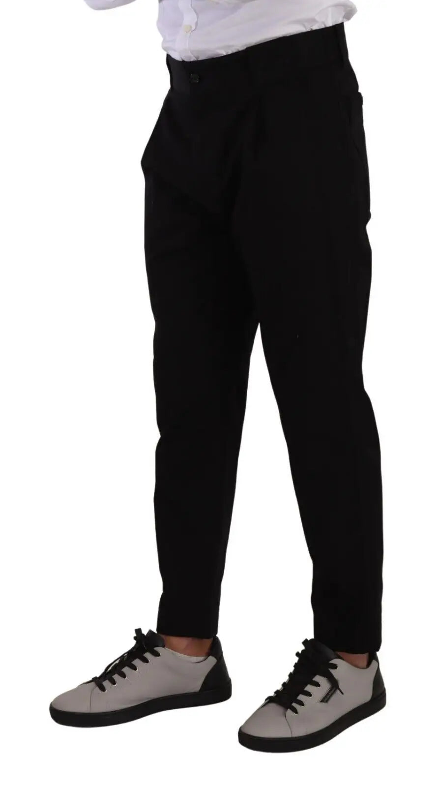 Pantalon chino noir dolce & gabbana en coton stretch avec coupe slim et plis subtils à la taille