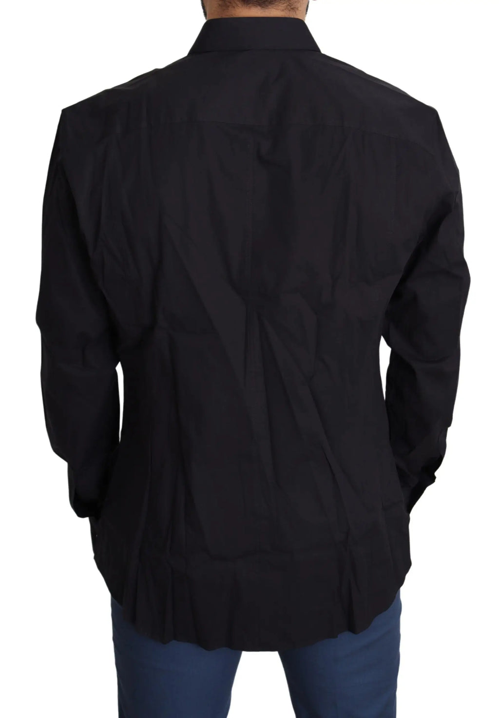 Chemise noire dolce gabbana sicilia en coton extensible à manches longues col classique coupe ajustée