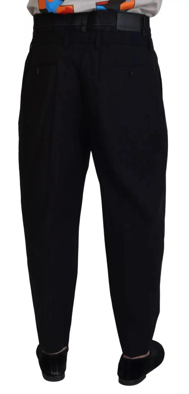 Dolce & gabbana pantalon noir en coton stretch avec coupe moderne effilée et plis subtils à larrière