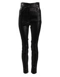 Dolce & Gabbana pantalon skinny noir en coton avec fil lurex brillant et poches zippées avant en cuir synthétique