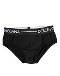 Slip dolce & gabbana noir en coton stretch avec bande logo blanche pour un confort régulier