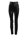 Pantalon dolce & gabbana en coton noir stretch avec fil lurex argenté et jean skinny taille haute effet cuir brillant