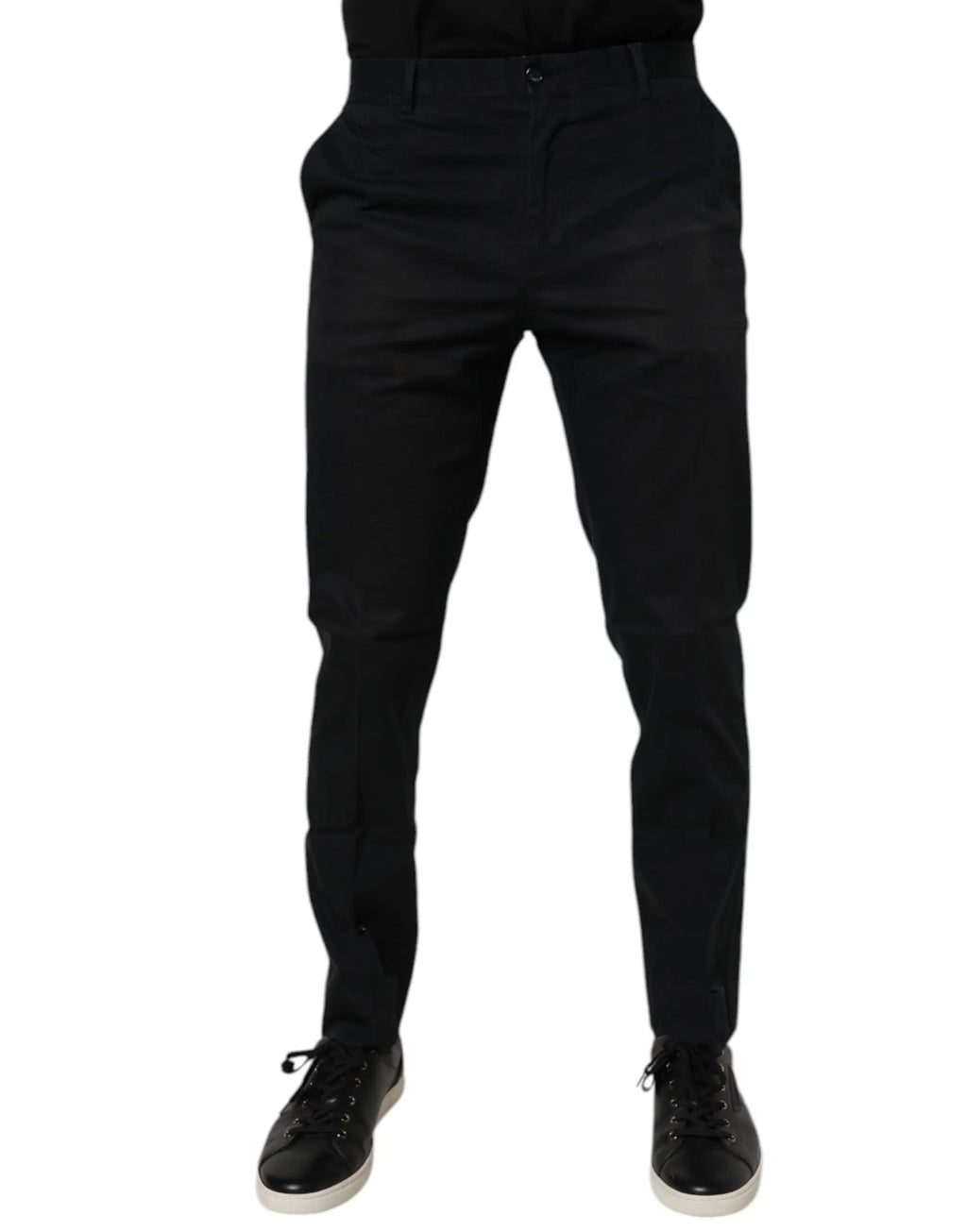 Pantalon habillé skinny noir en coton stretch dolce & gabbana avec coupe ajustée classique et plis subtils