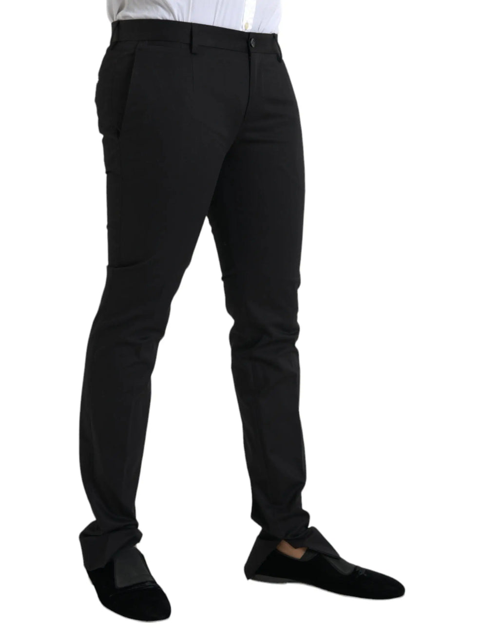 Pantalon slim noir dolce & gabbana en coton stretch avec pli subtils pour un look habillé élégant