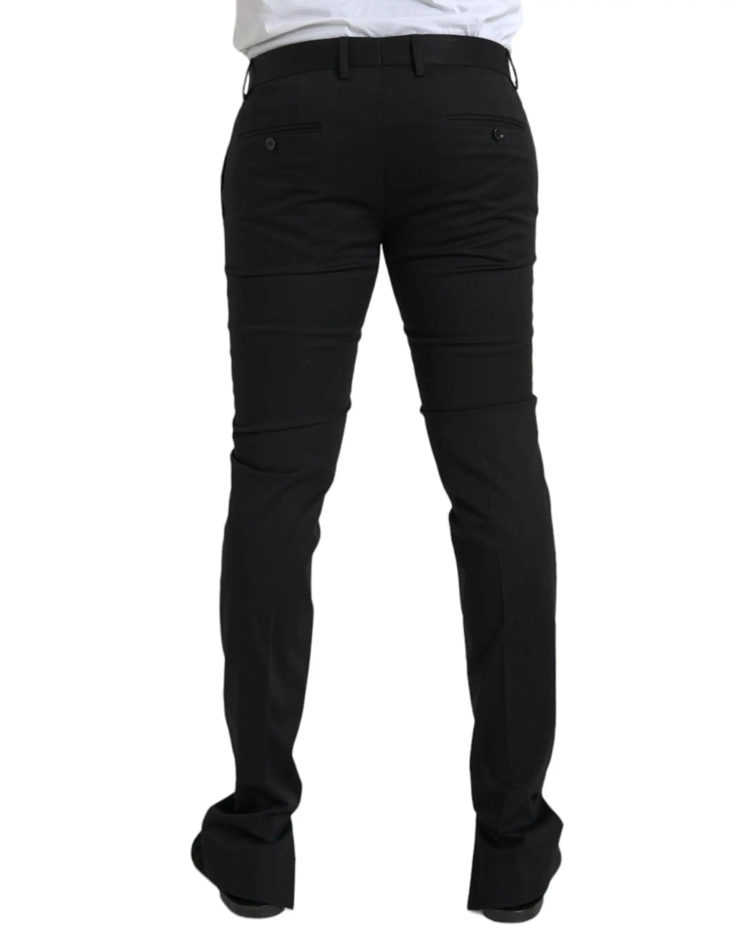 Pantalon slim noir dolce & gabbana en coton stretch avec coupe ajustée et plis subtils