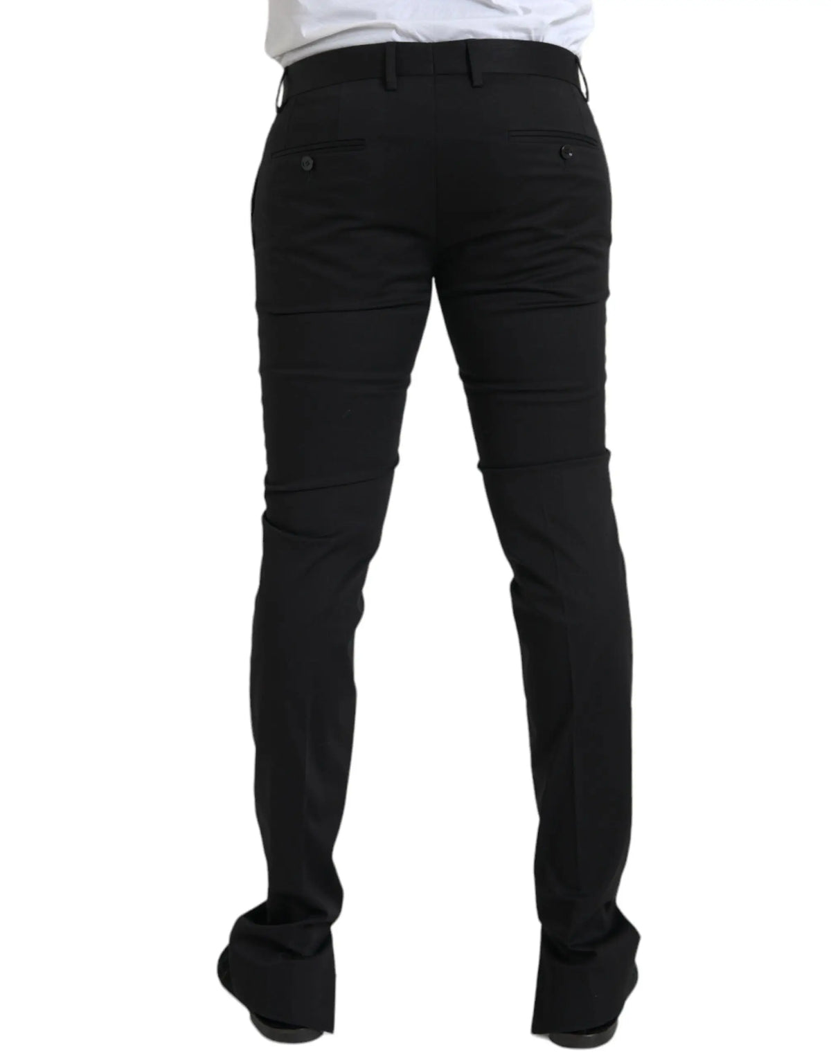 Pantalon slim noir dolce & gabbana en coton stretch avec coupe ajustée et plis subtils