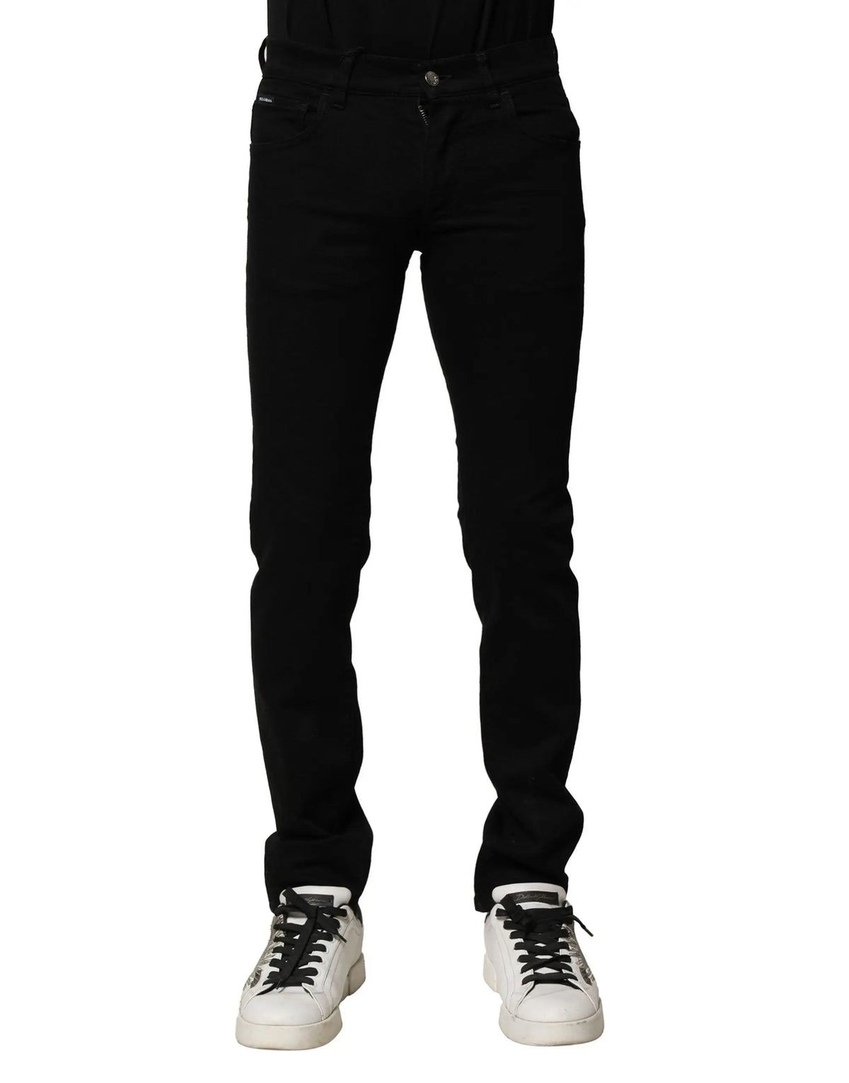 Jean slim noire en coton stretch pour homme dolce gabbana avec des détails de couture subtils