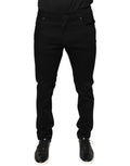Jean slim noir dolce gabbana en coton extensible avec cinq poches et coutures discrètes pour homme