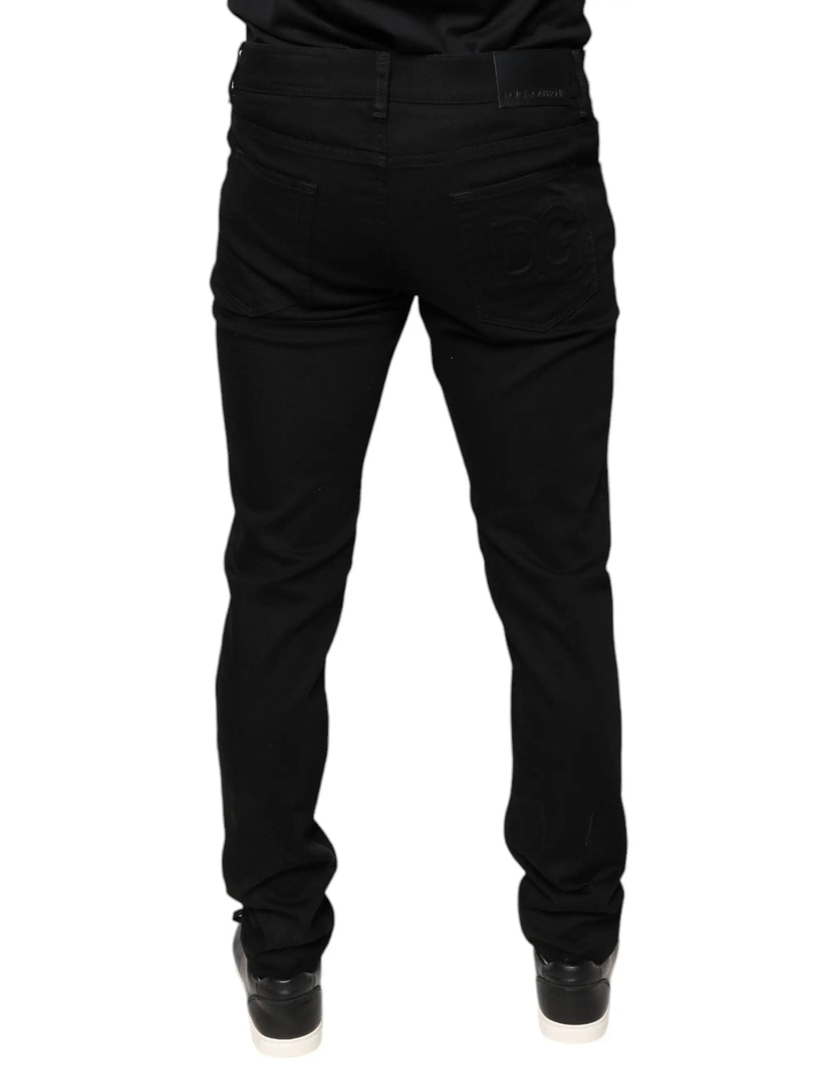 Jean slim noir en coton stretch dolce gabbana pour homme vue arrière avec légère usure aux poches arrière