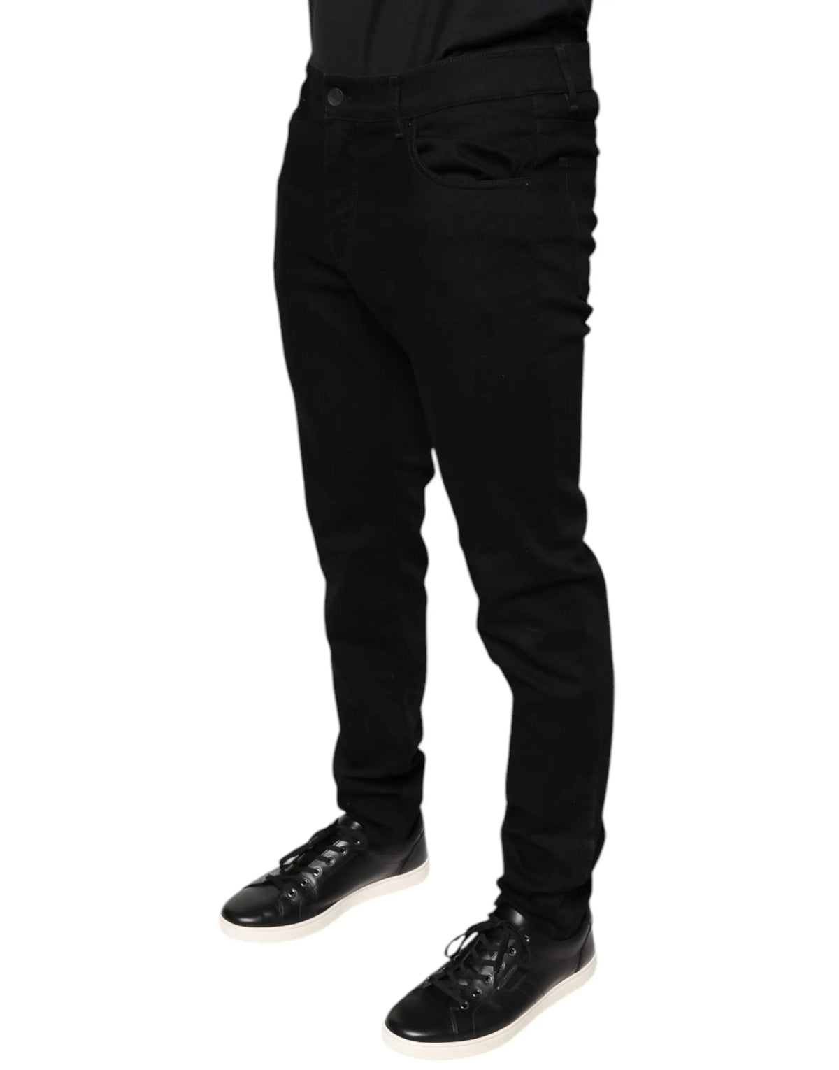 Jean slim homme dolce & gabbana noir en coton stretch avec cinq poches classiques et coutures discrètes