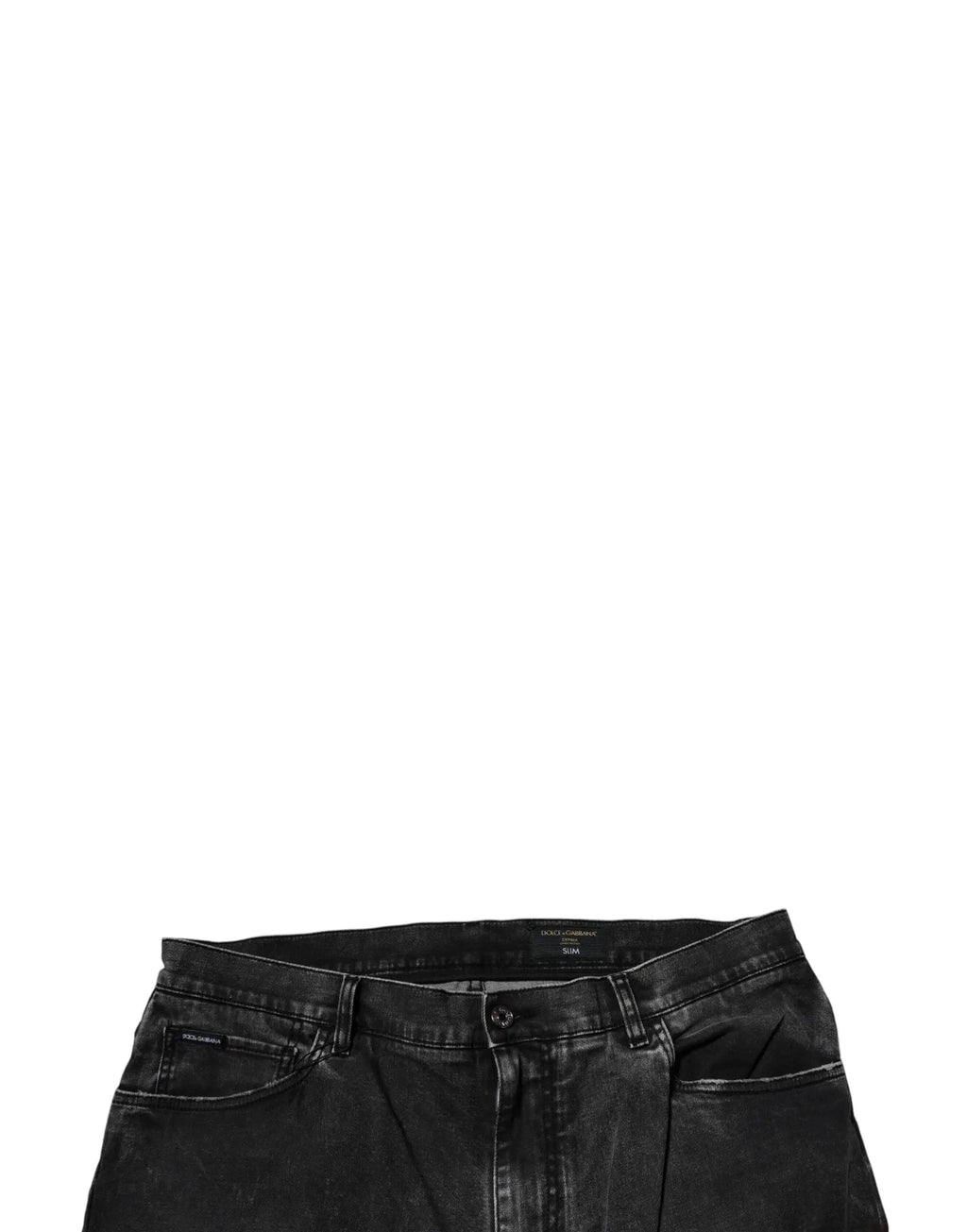 Jeans slim homme dolce gabbana en denim stretch coton noir avec lavage délavé et cinq poches classiques