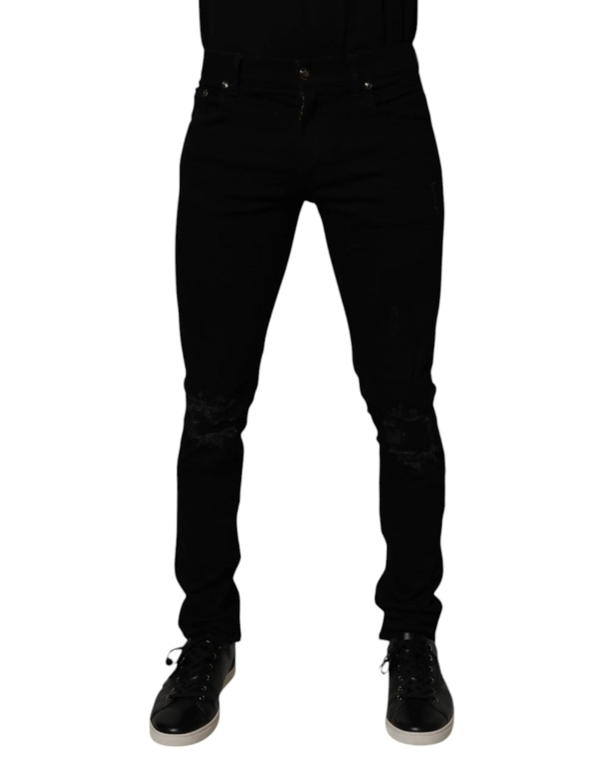 Jeans skinny homme dolce & gabbana noirs en coton stretch avec genoux déchirés en jean
