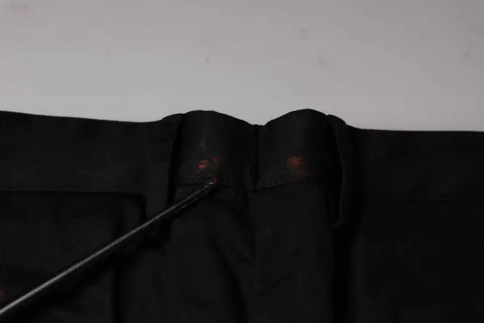 Pantalon slim homme en coton stretch noir dolce & gabbana avec détails brodés rouges