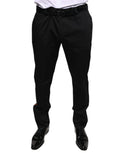 Pantalon habillé homme dolce gabbana noir en coton stretch avec coupe skinny et ceinture assortie
