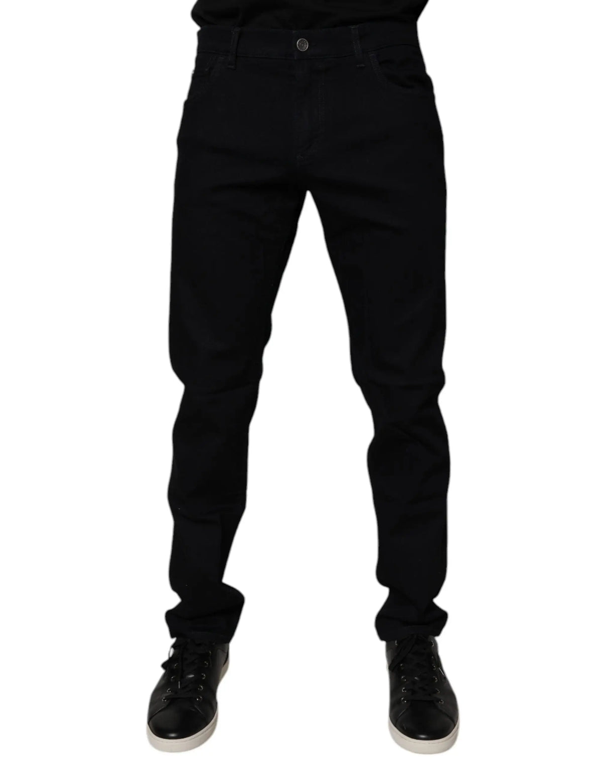 Jean denim noir slim fit pour homme dolce et gabbana en coton stretch avec coupe classique cinq poches et coutures discrètes