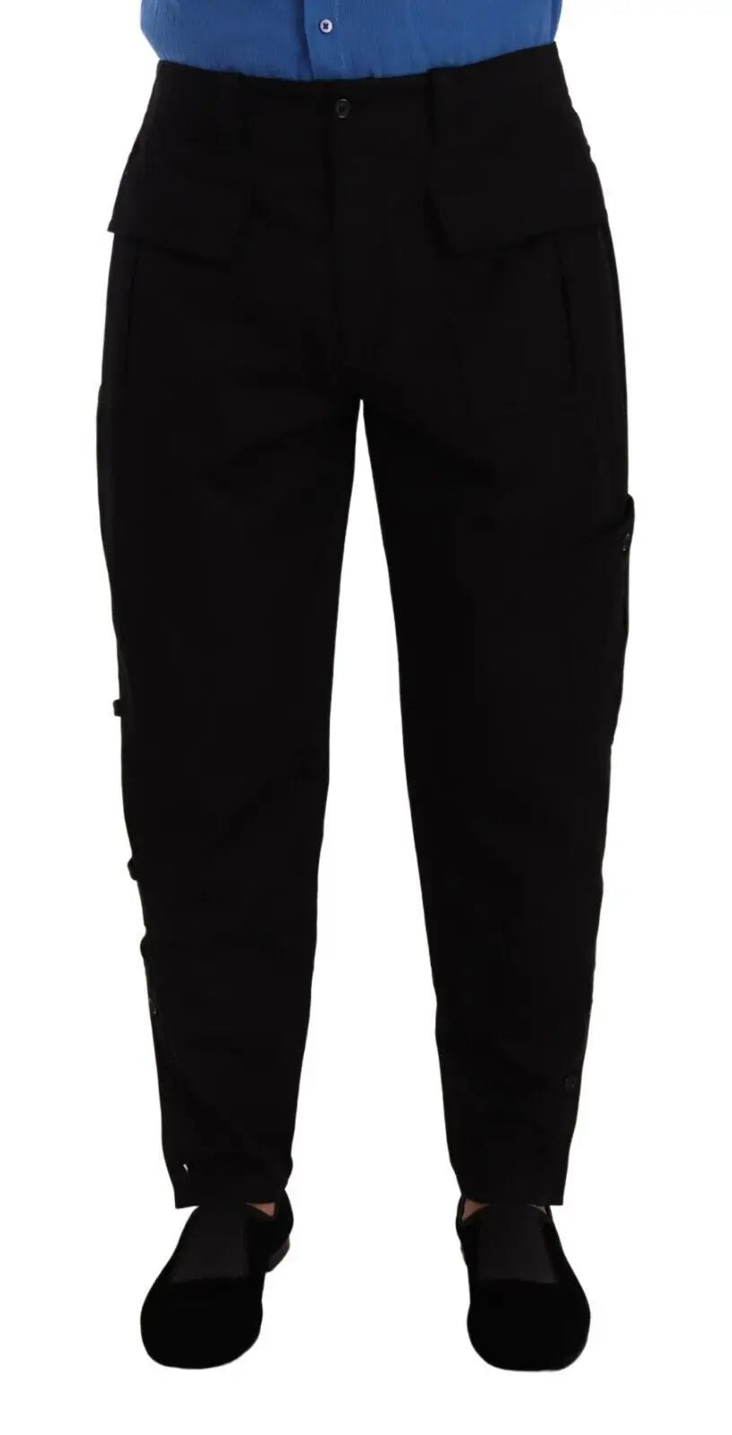Pantalon cargo noir dolce & gabbana en coton stretch avec coupe droite et plusieurs poches