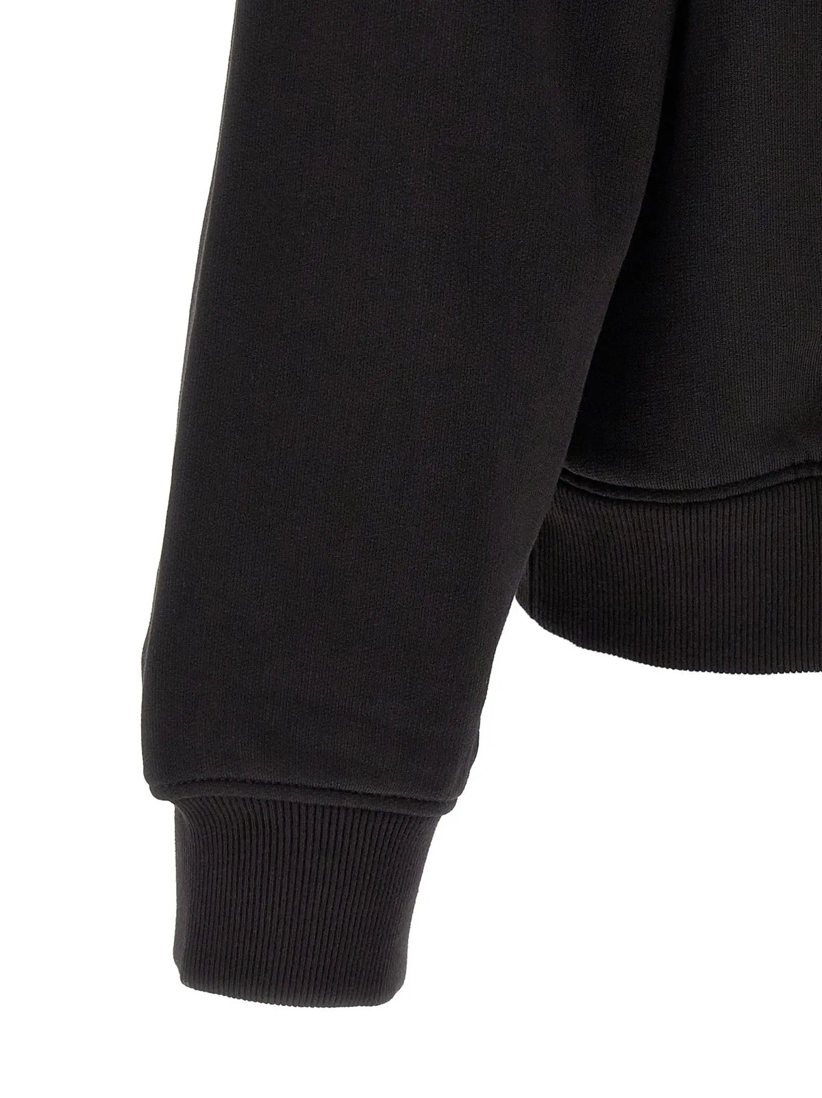 Poignet côtelé noir en maille sur la manche d’un sweat en coton dolce & gabbana noir