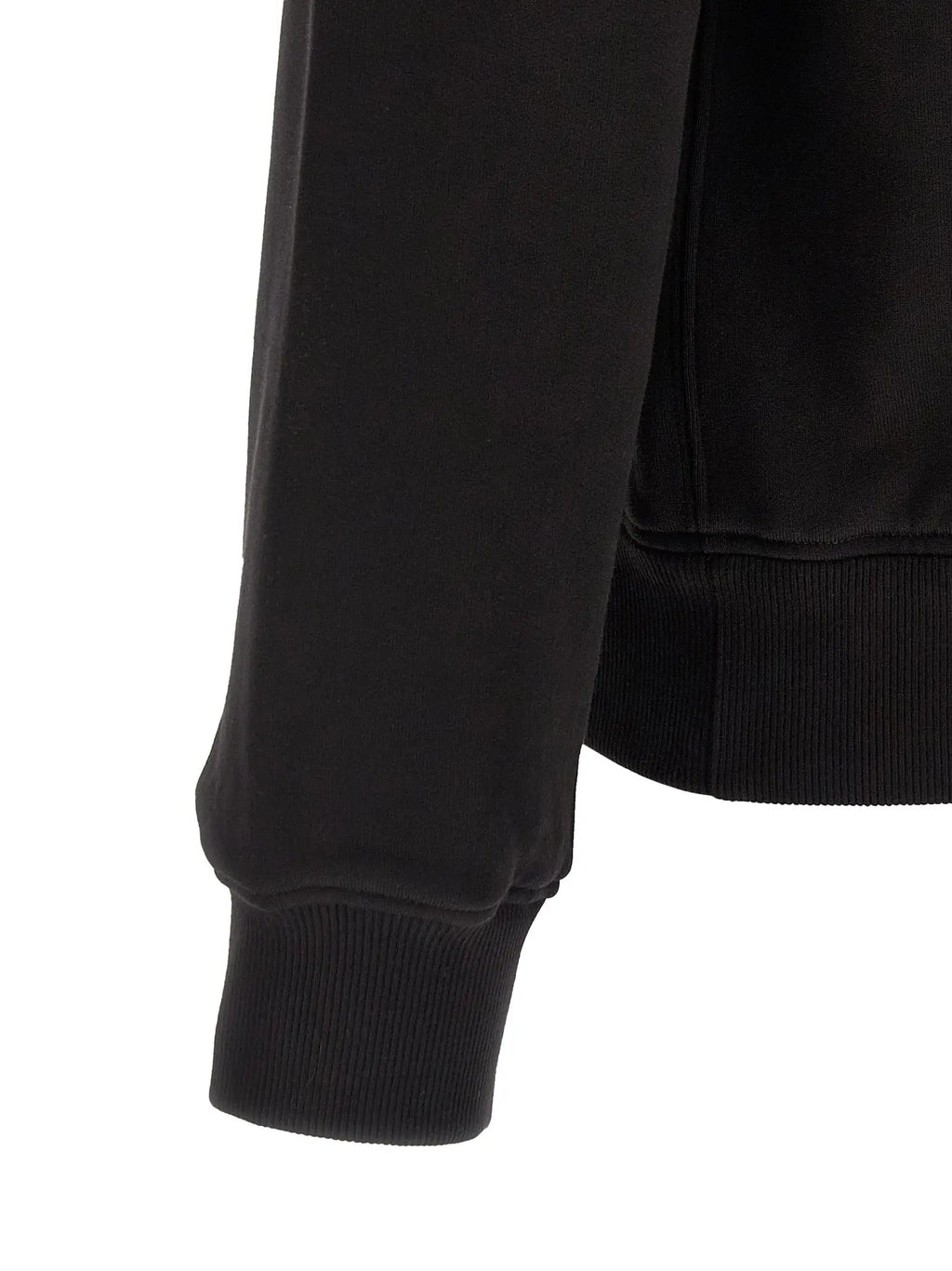 Cuff en maille côtelée noire sur manche de sweatshirt en coton dolce & gabbana