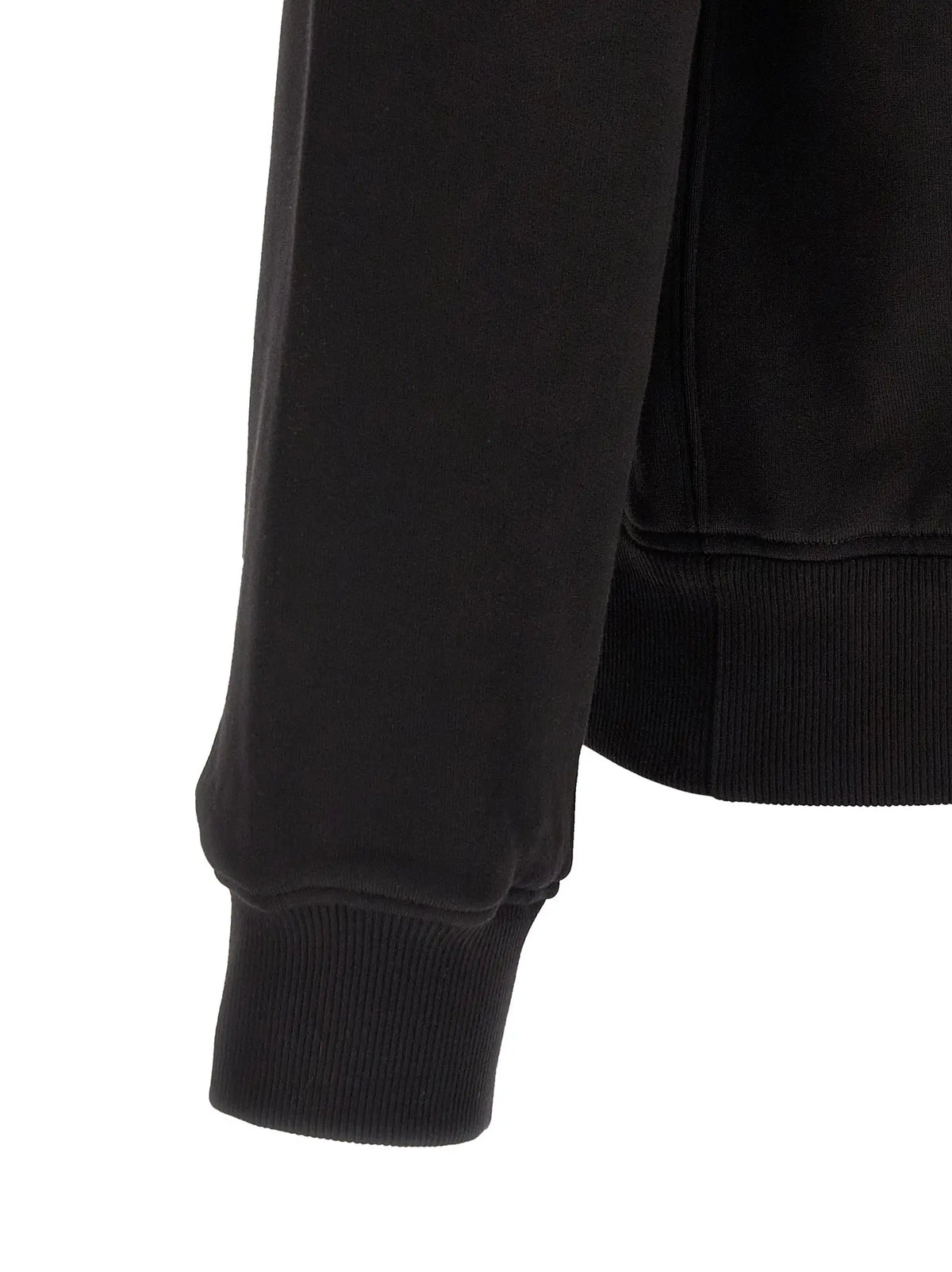 Cuff en maille côtelée noire sur manche de sweatshirt en coton dolce & gabbana