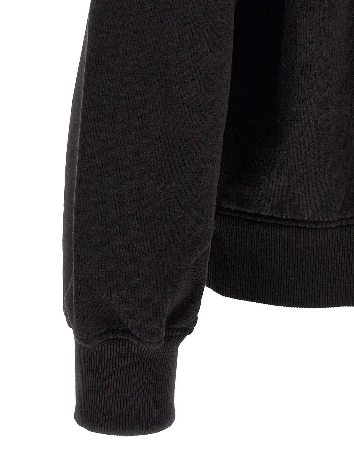 Manche de sweat en coton noir dolce & gabbana avec poignets et ourlet côtelés