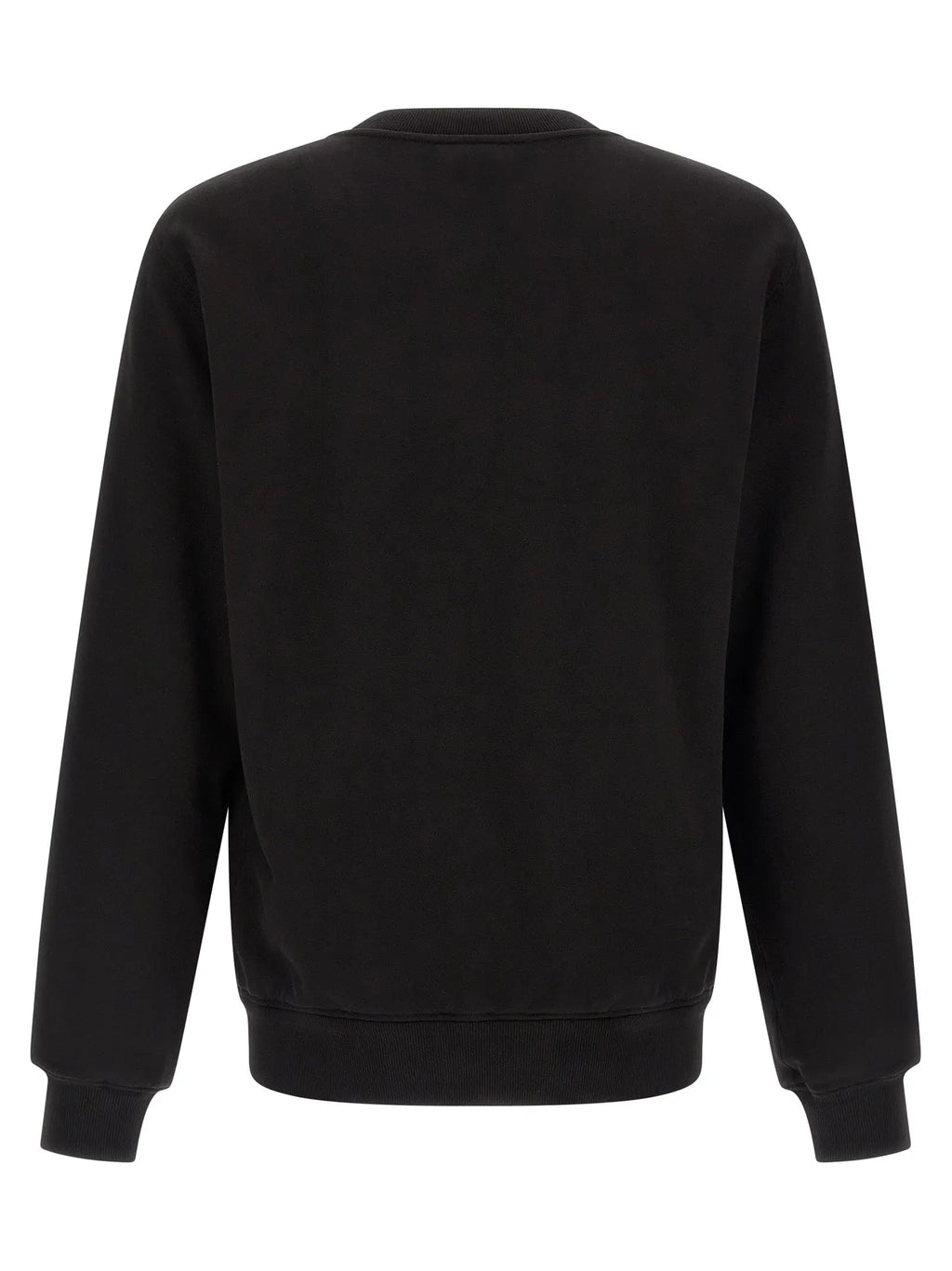 Dolce & gabbana sweat-shirt noir en coton avec col rond et poignets et ourlet côtelés