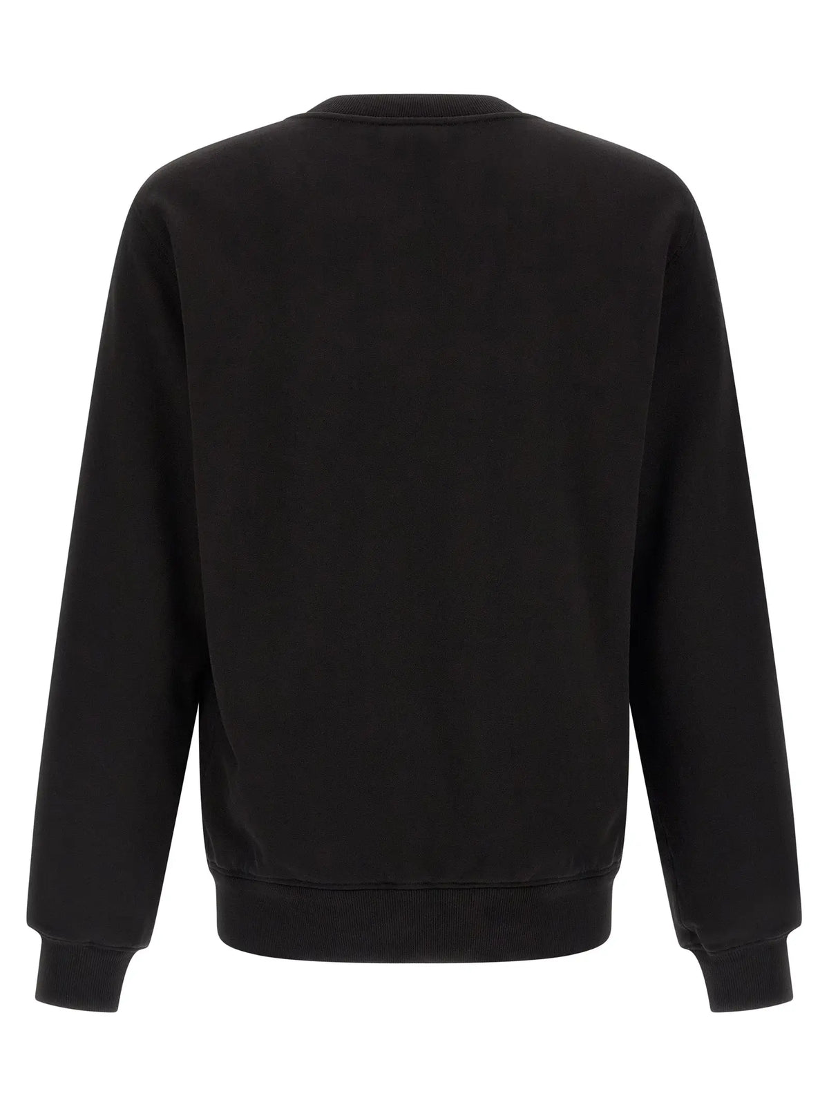 Dolce & gabbana sweat-shirt noir en coton avec col rond et poignets et ourlet côtelés