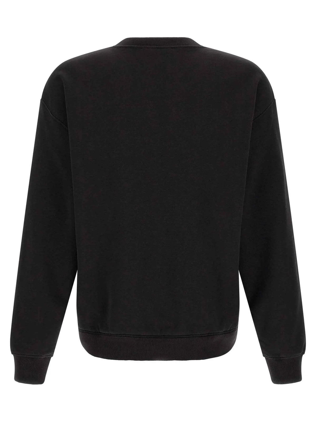 Dolce & gabbana sweat noir en coton avec col rond bord cote aux manches et a la taille
