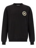 Sweatshirt dolce & gabbana noir en coton avec logo brodé or sur la poitrine