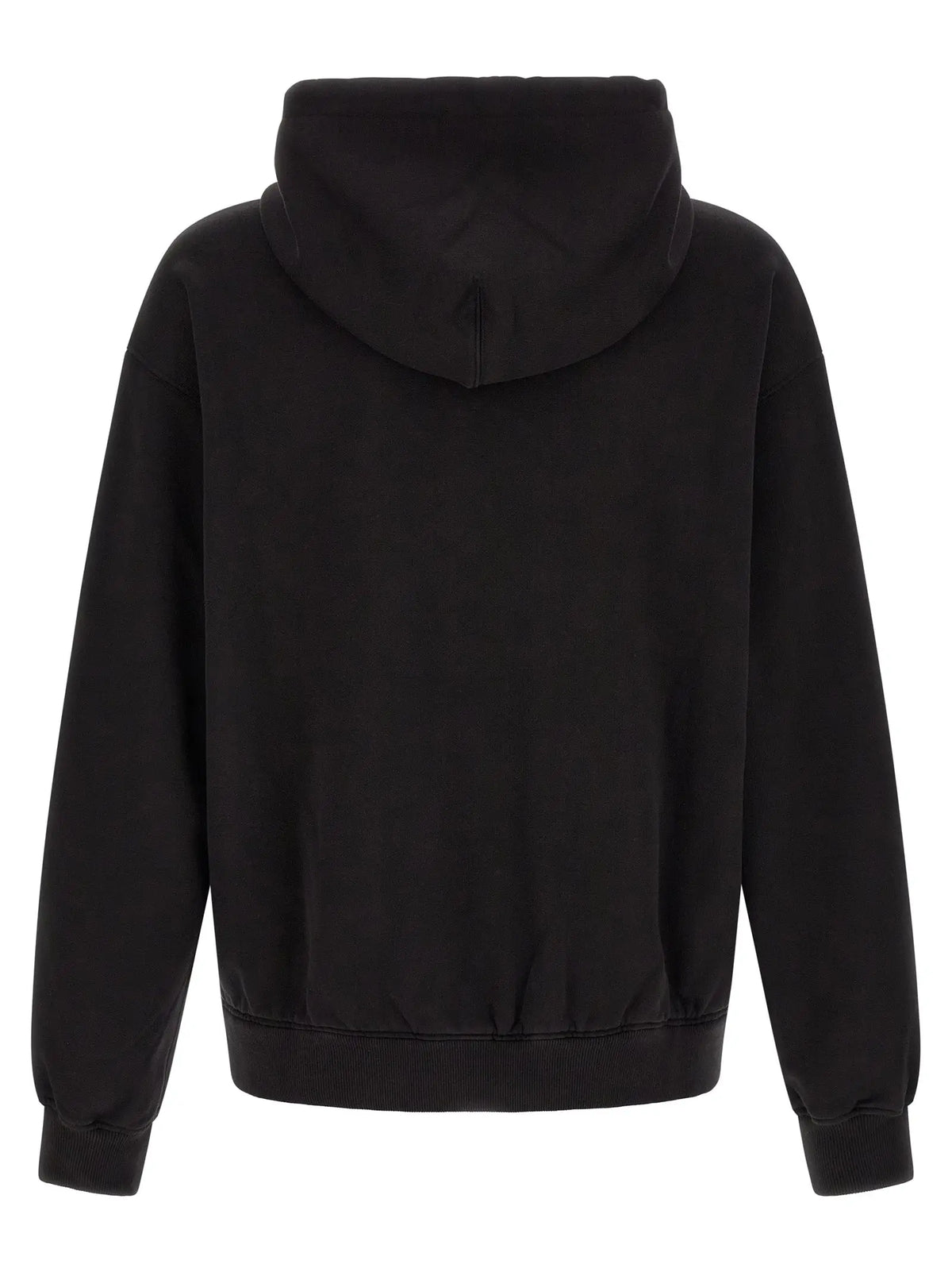 Sweatshirt dolce & gabbana en coton noir à capuche avec poignets et bord côtes