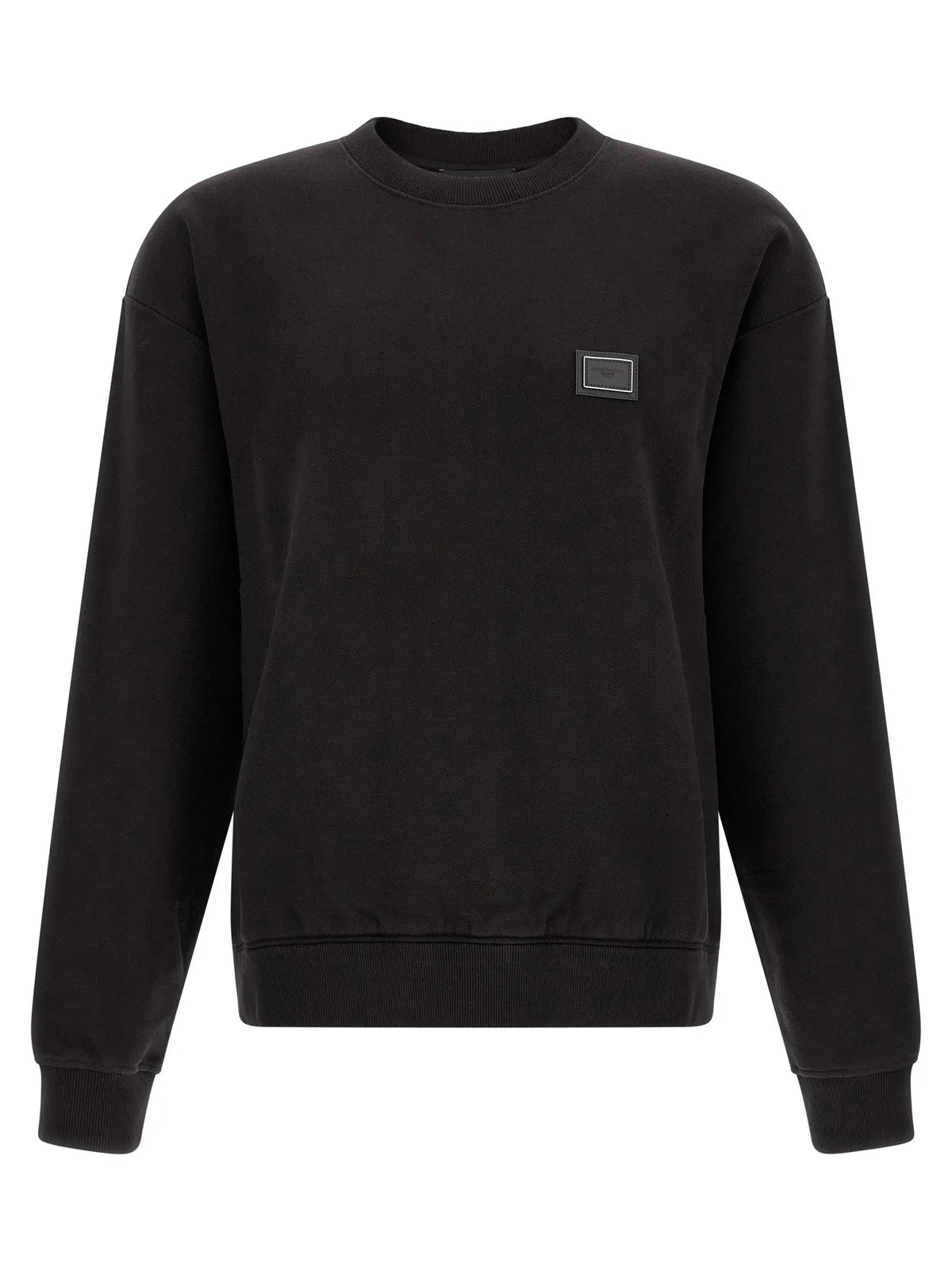 Dolce & Gabbana sweatshirt en coton noir avec patch rectangulaire mat noir sur la poitrine gauche