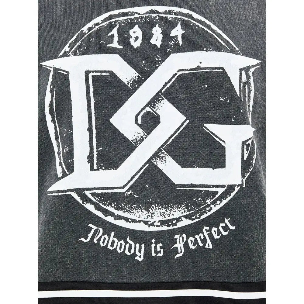 Sweatshirt noir dolce & gabbana en coton avec logo dg blanc usé et inscriptions 1984 et nobody is perfect