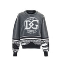 Sweatshirt dolce & gabbana en coton noir avec logo dg blanc et message nobody is perfect gris détails manches noirs et blancs