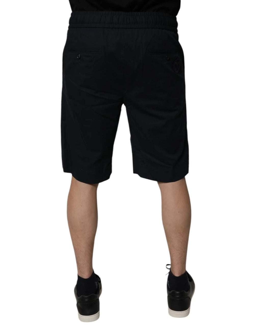 Dolce & gabbana bermuda shorts homme en coton noir avec taille élastique côtelée et poches latérales discrètes
