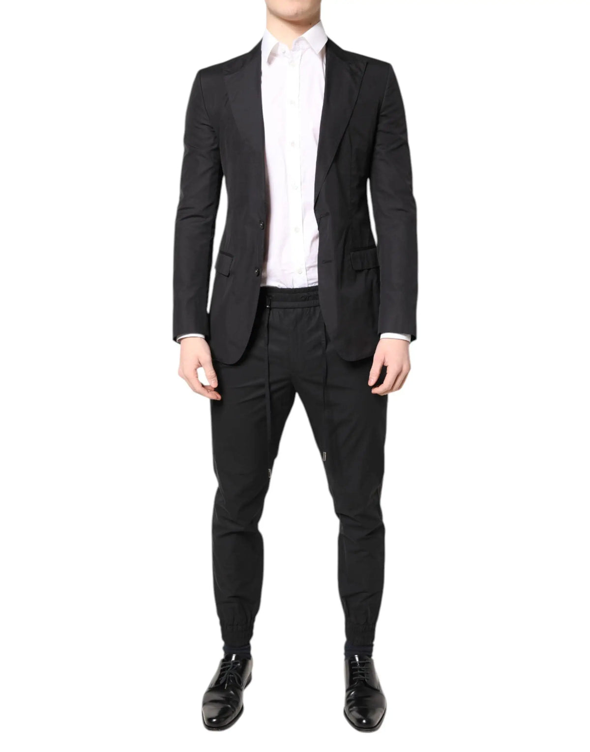 Costume deux pièces noir en coton dolce gabbana taormina avec coupe moderne et texture subtile