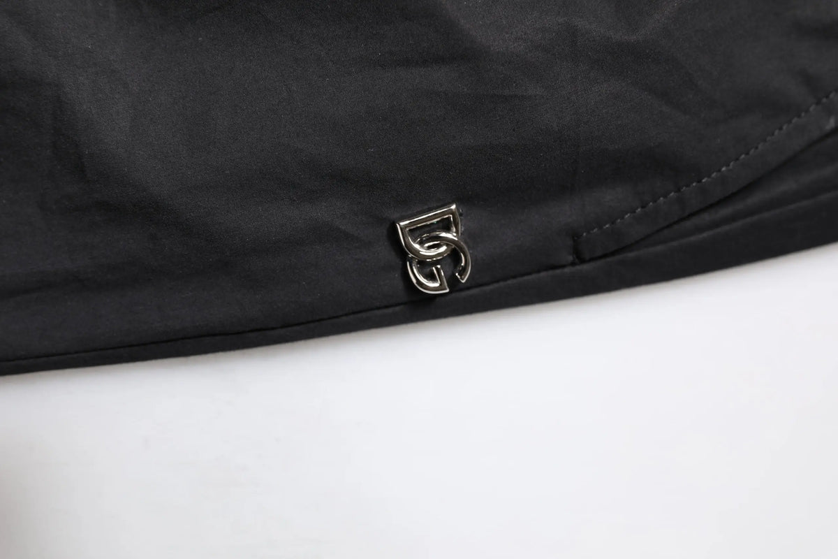 Veste noire en nylon avec étiquette logo métallique argent pour costume formel en coton dolce & gabbana taormina