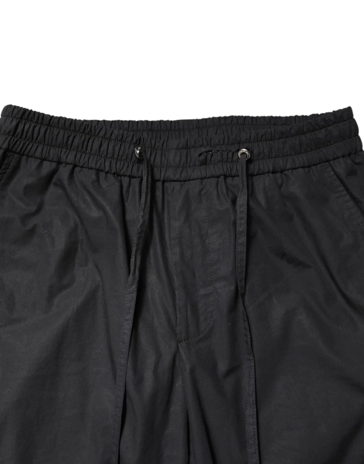 Pantalon noir à cordon dolce & gabbana en coton avec taille élastique et coutures discrètes pour costume formel taormina