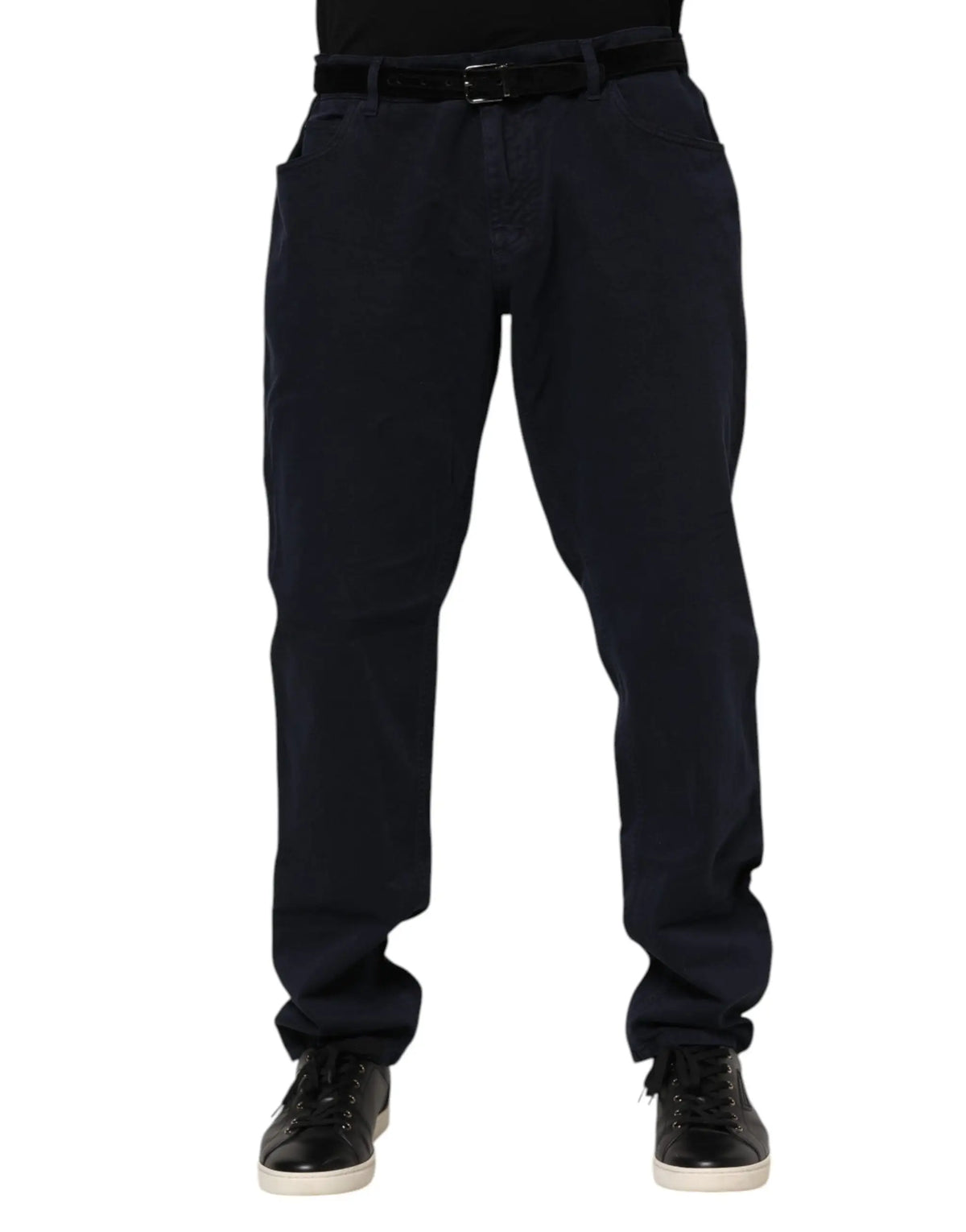 Jean denim noir en coton dolce & gabbana coupe droite avec passants de ceinture