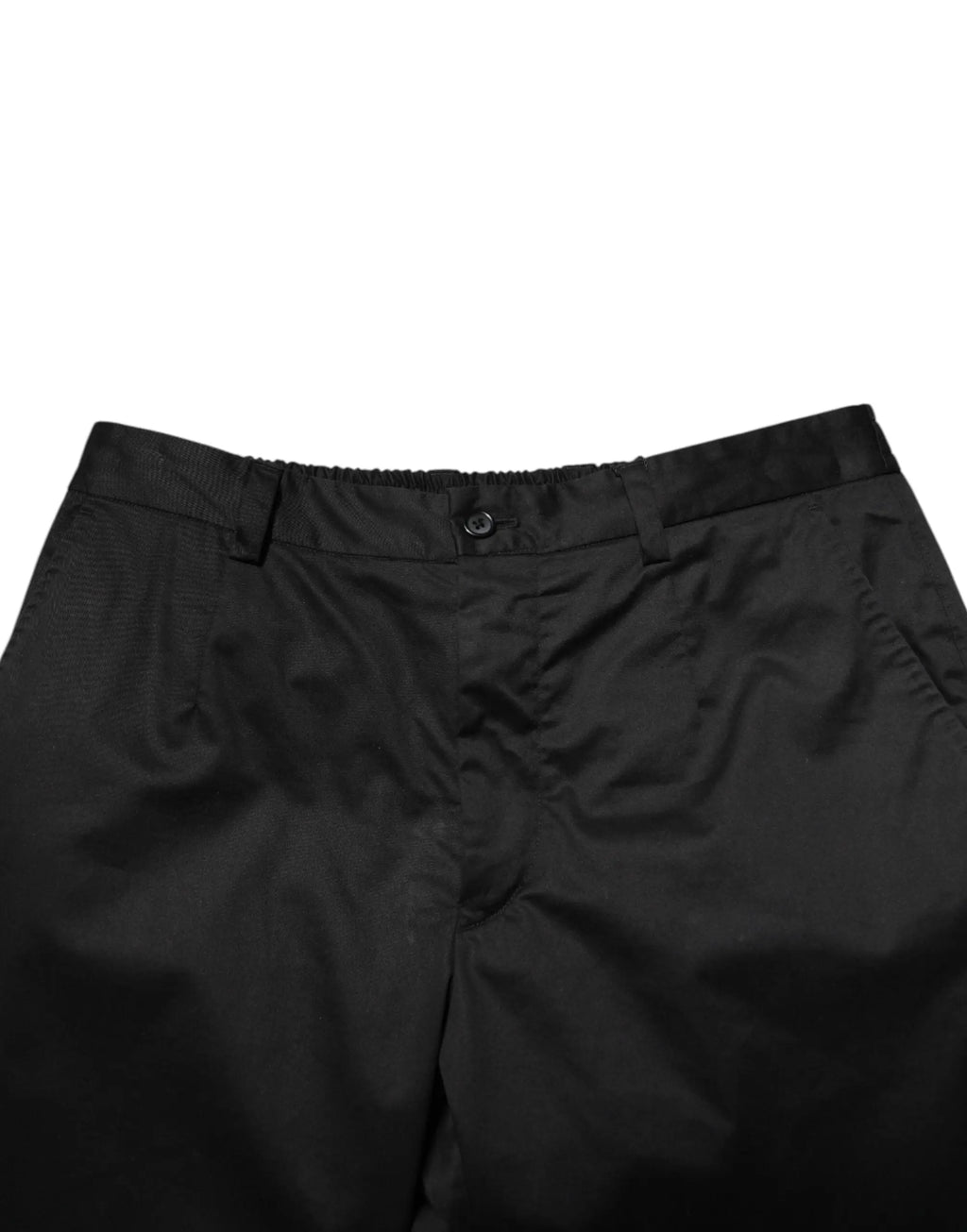 Pantalon noir en coton dolce & gabbana pour homme avec tissu lisse et légèrement brillant et fermeture par un bouton